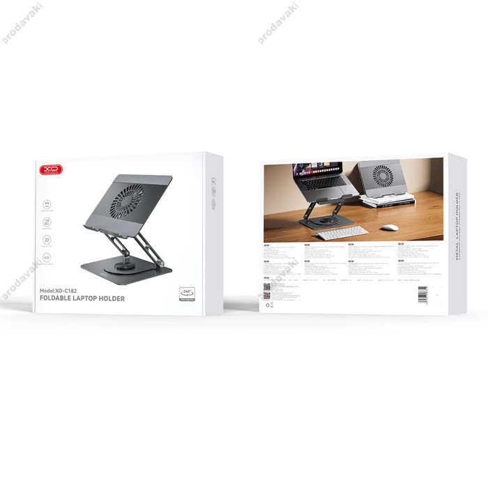 Підставка для ноутбука та MacBook XO C182 Metal Notebook Holder + Lighted Colourful Radiator Grey